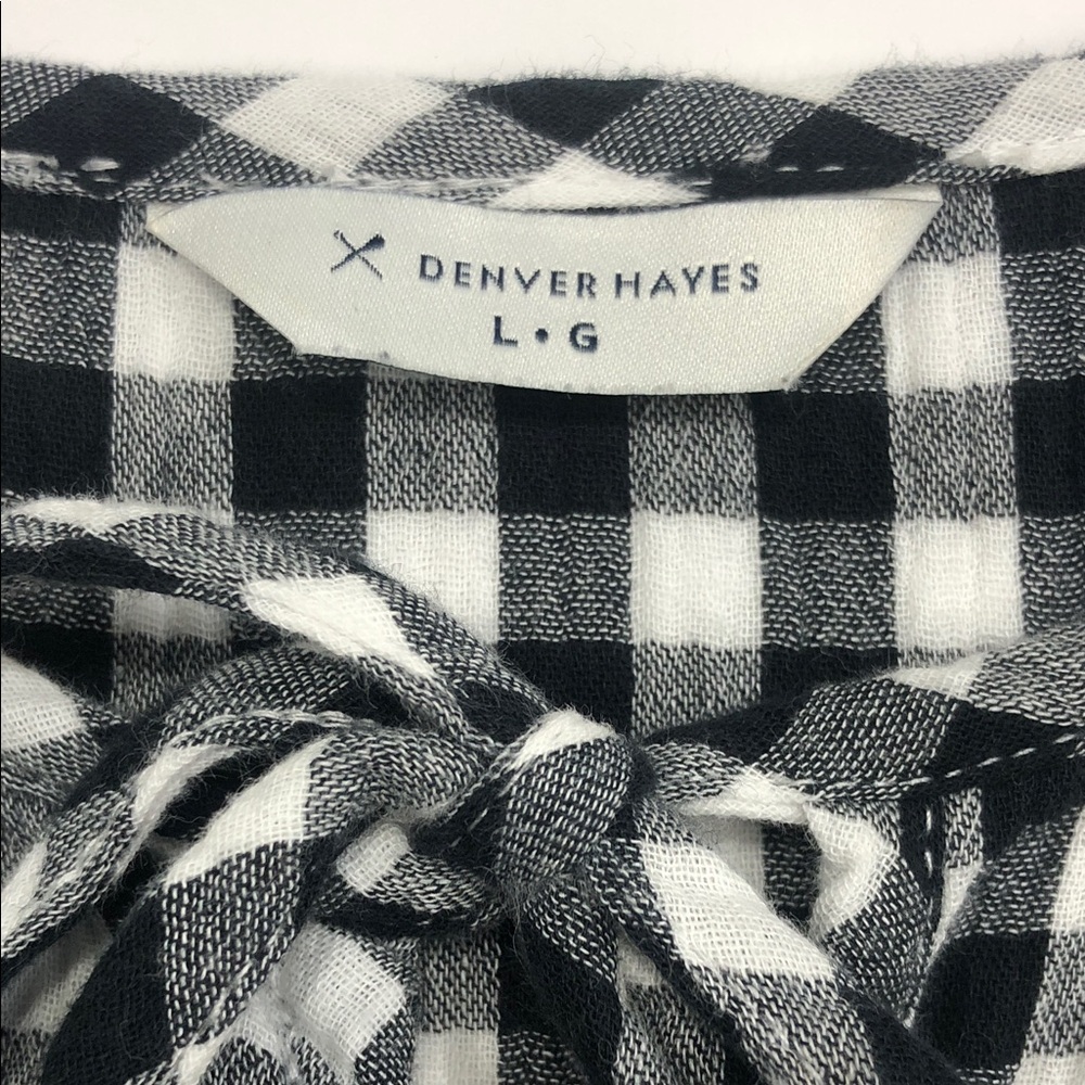 Denver Hayes Black and White Gingham Tie-Neck Ruffled Shift Dress - Picture 2 of 13